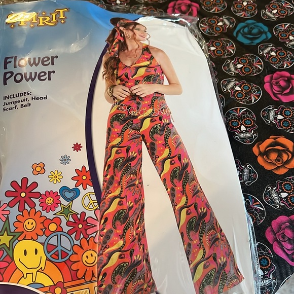 🆕 Spirit Adult 60s Hippie Jumpsuit Costume - Picture 14 of 17